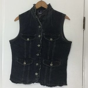 Like New DCC Missy  Denim Button Down Navy Vest M